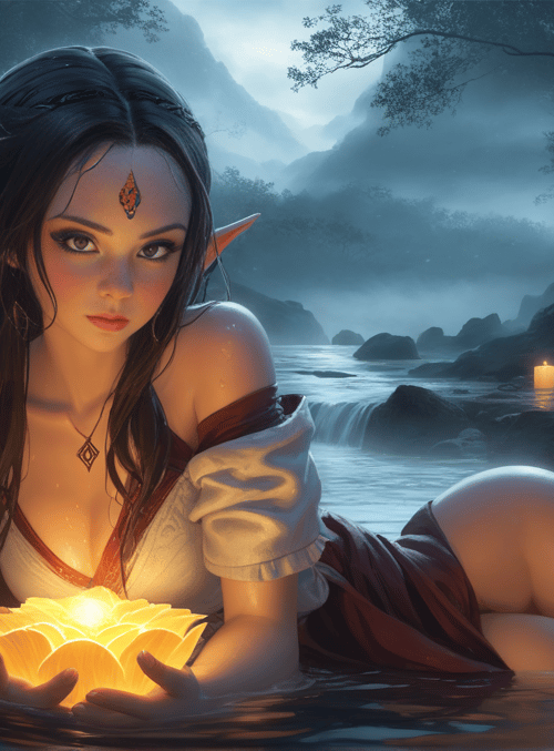 elf, candle, lotus