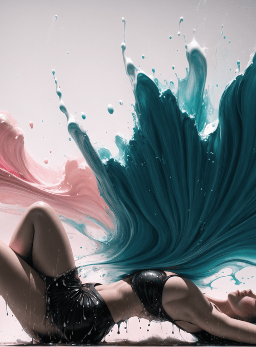 woman, paint, silk
