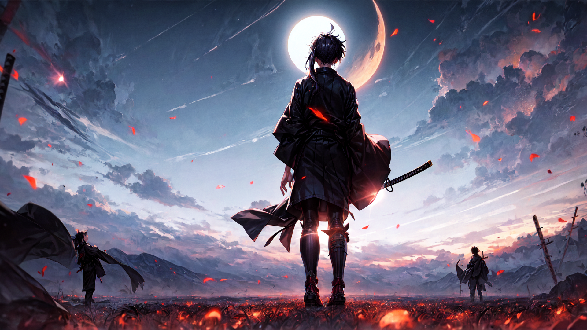 AI generated wallpaper featuring samurai, swordsman, warrior