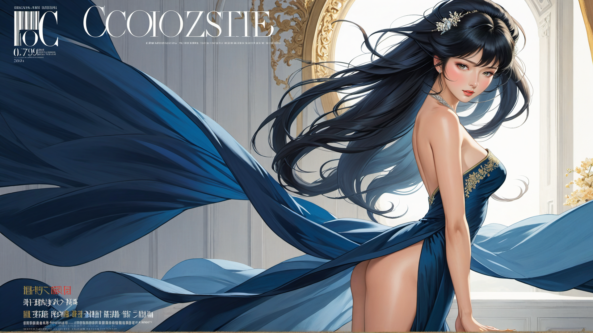 AI generated wallpaper featuring woman, dress, hair