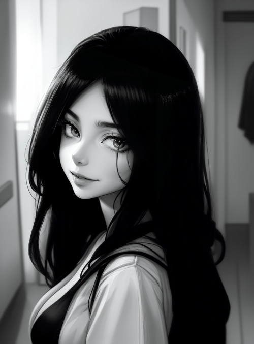 woman, anime, corridor