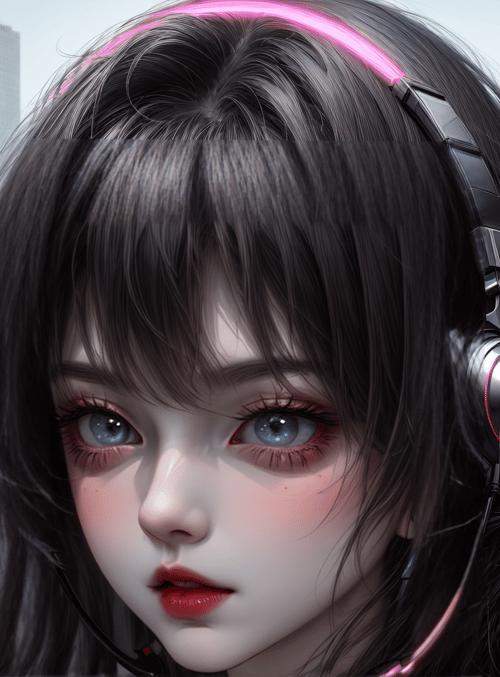 girl, headphones, city