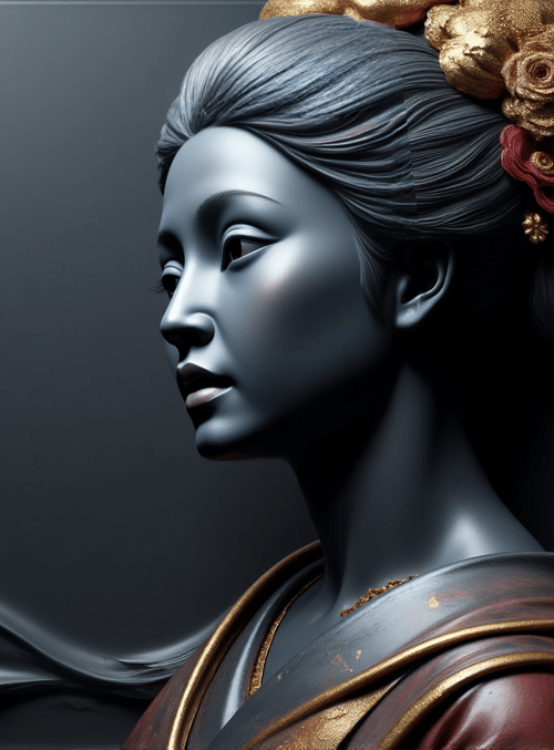 woman, statue, flowers