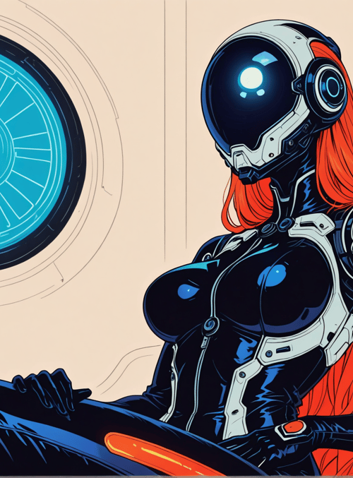 robot, cyborg, anime, woman, helmet