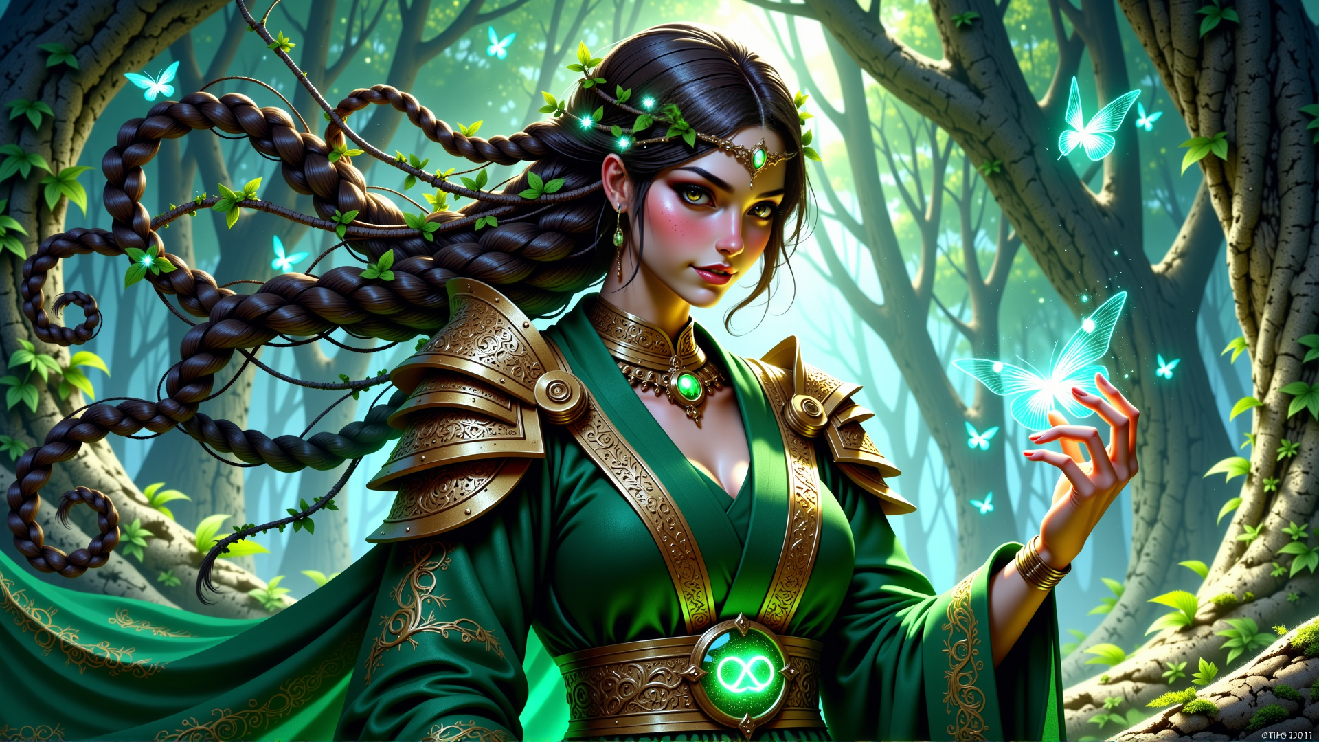 AI generated wallpaper featuring fairy, woman, butterfly