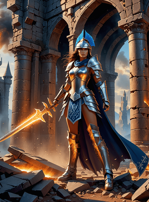 warrior, sword, castle