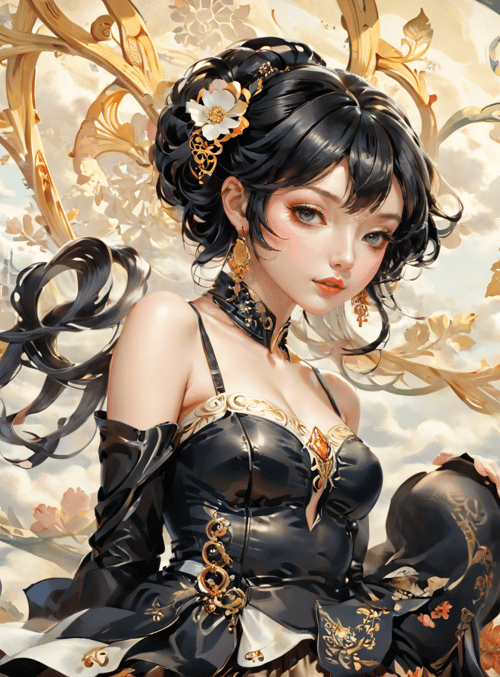 woman, flowers, castle, dress, gloves, hair