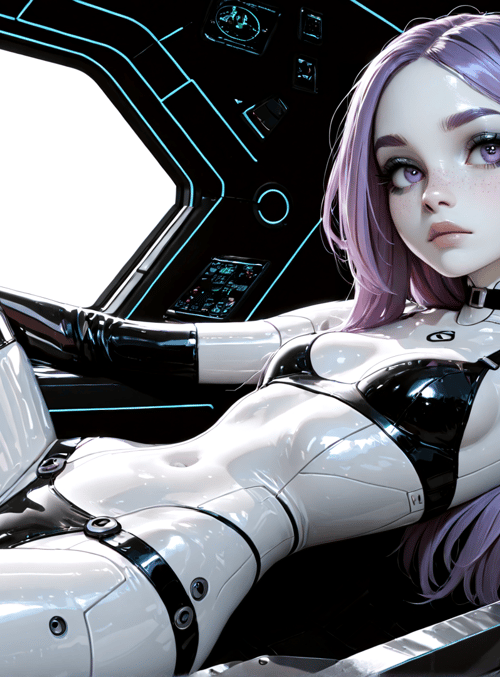 cyborg, woman, spaceship, pilot, robotic, helmet, control, interface, suits, gloves