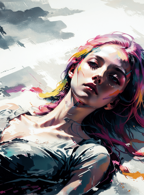 woman, paint, hair, body, artwork