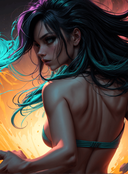 woman, hair, art, figure, paint
