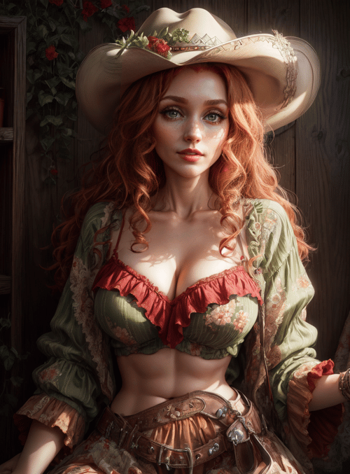woman, cowboy, hat