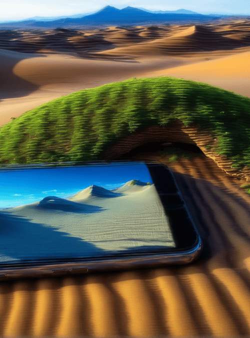 smartphone, desert, dune