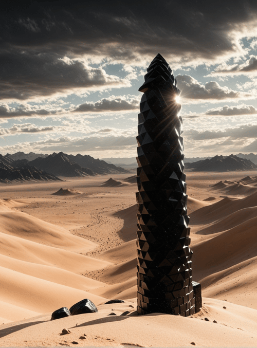 desert, monument, sand dunes, mountains, sky