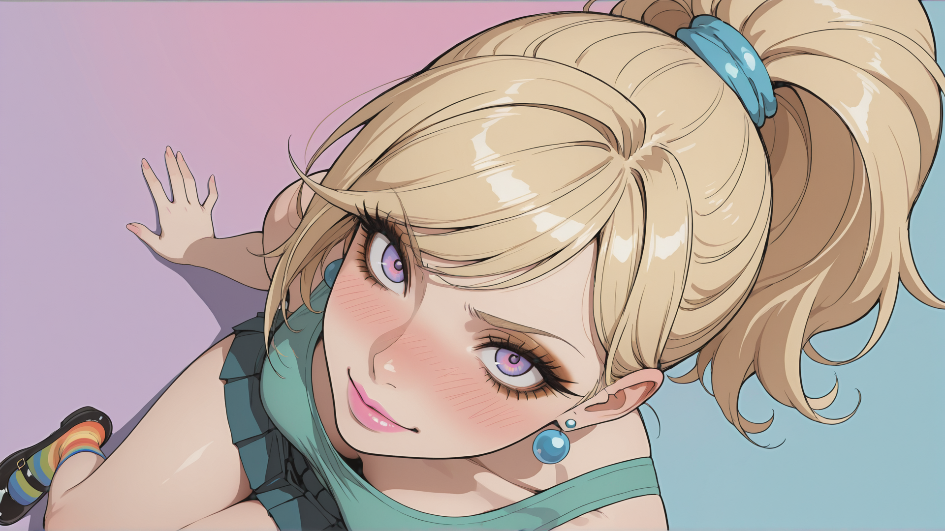 AI generated wallpaper featuring girl, blonde, ponytail