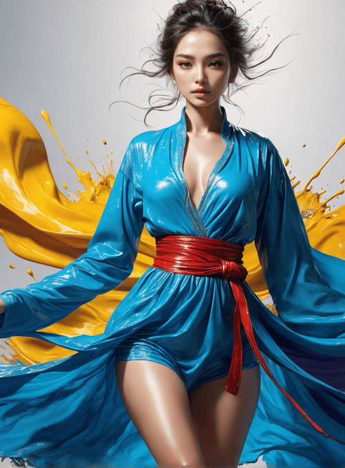 woman, paint, fabric