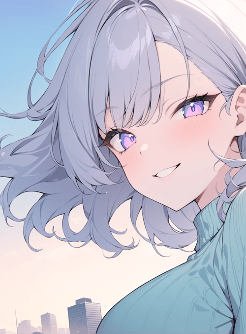 anime girl, cityscape