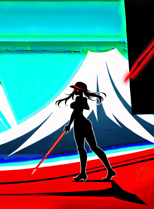 silhouette, woman, mountain