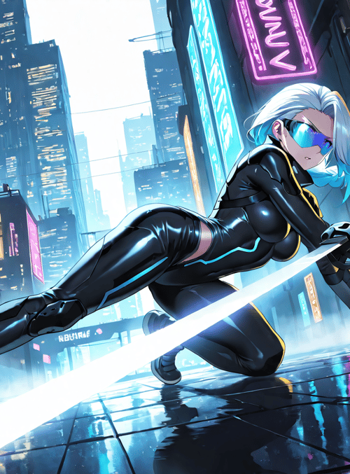 cyborg, swordsman, anime