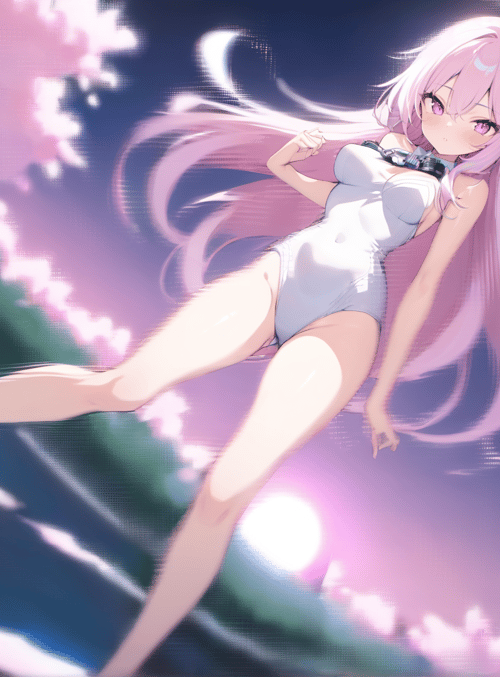 anime girl, cherry blossoms, laptop