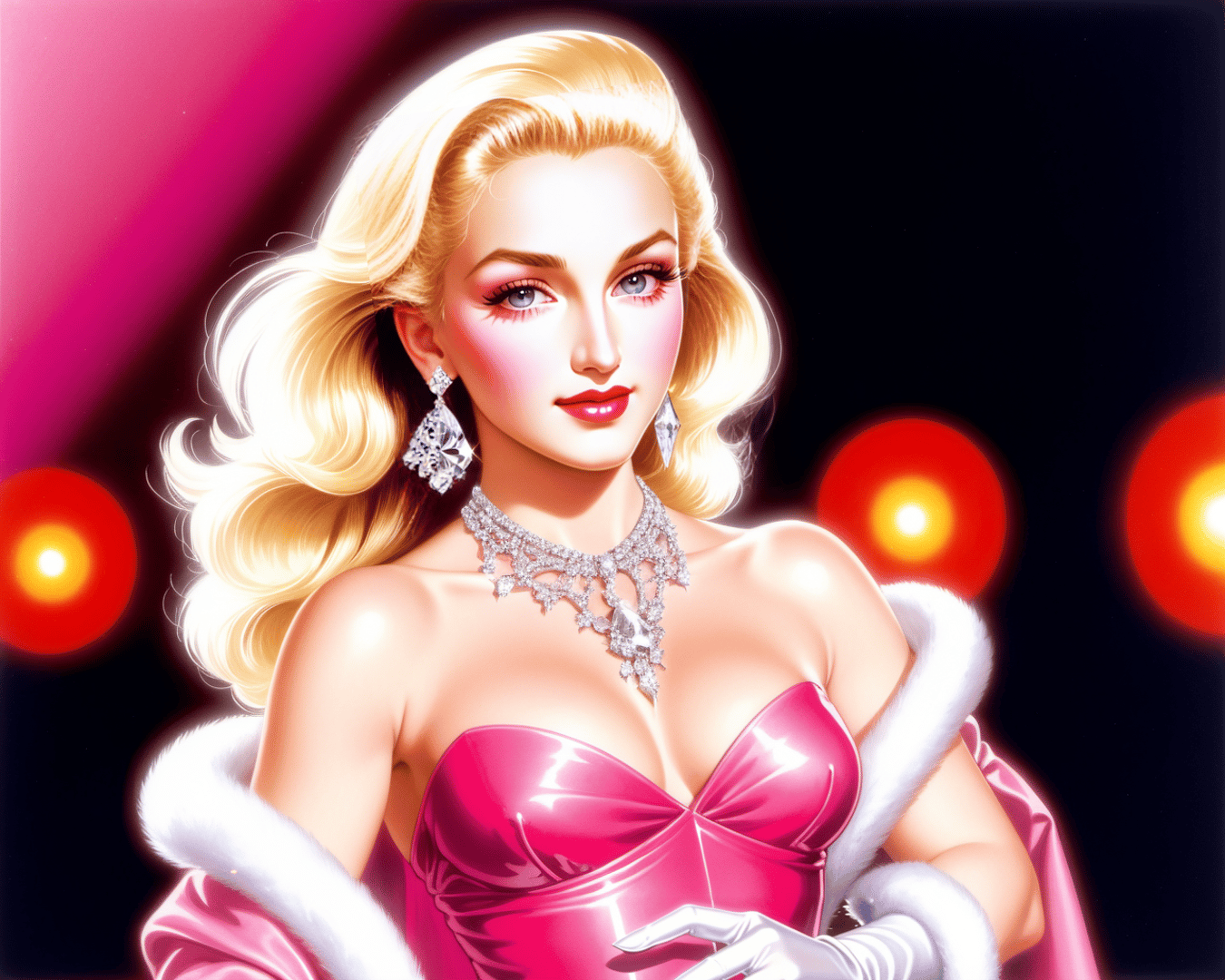 AI generated wallpaper featuring woman, gown, jewelry
