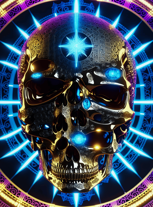 skull, circle, light