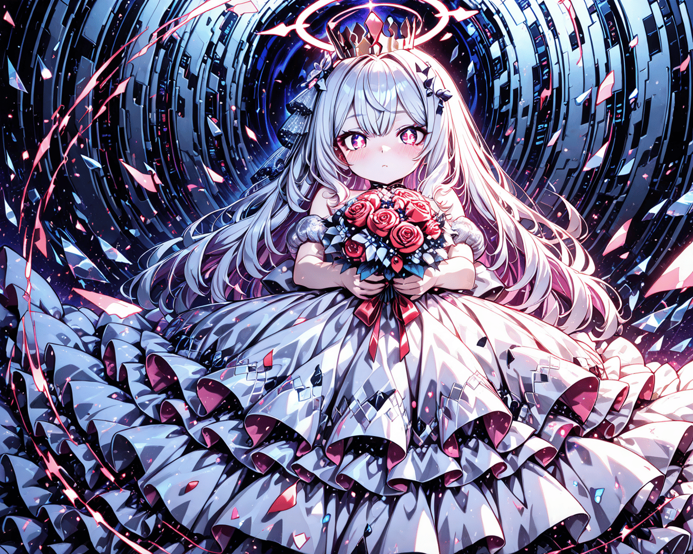 AI generated wallpaper featuring girl, flower, dress
