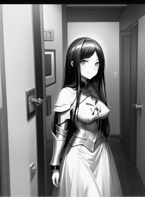anime girl, armor, dress