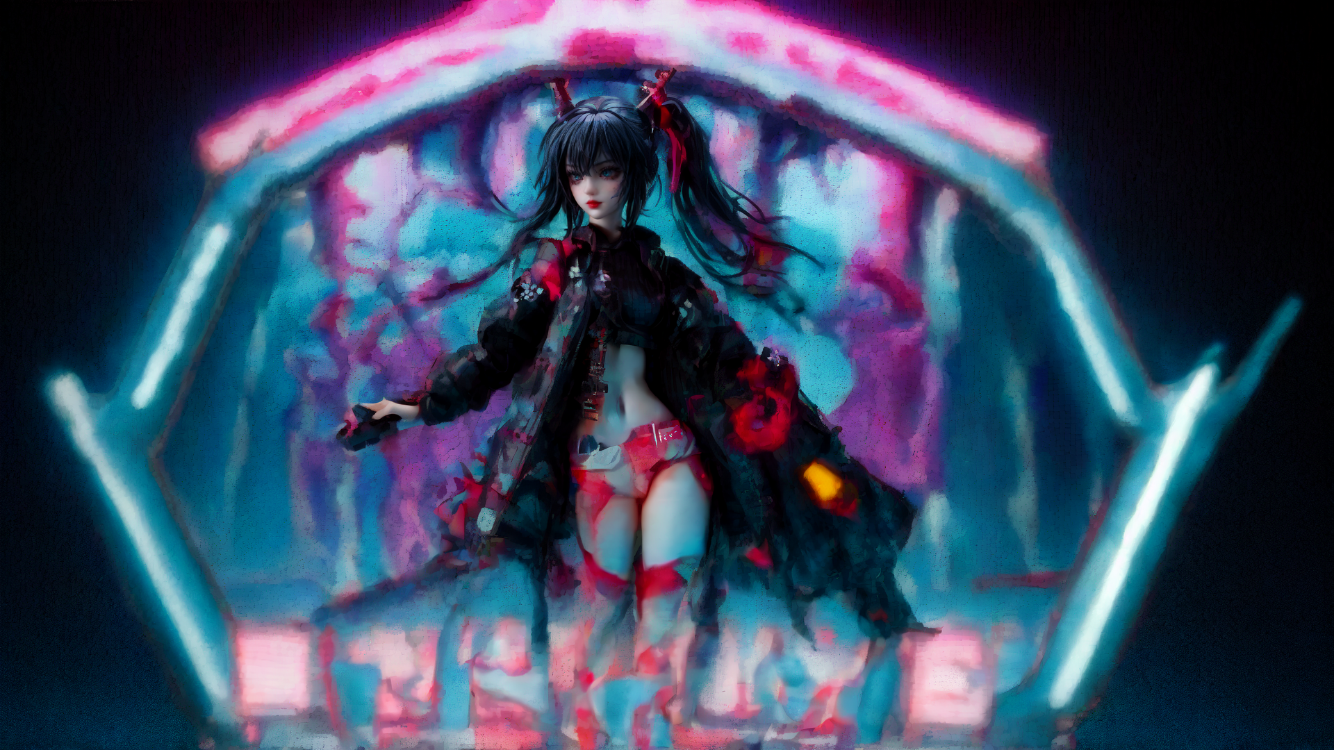 AI generated wallpaper featuring anime, doll, fashion