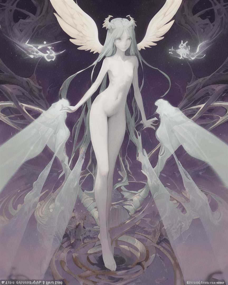 AI generated wallpaper featuring angel, figure, spirit