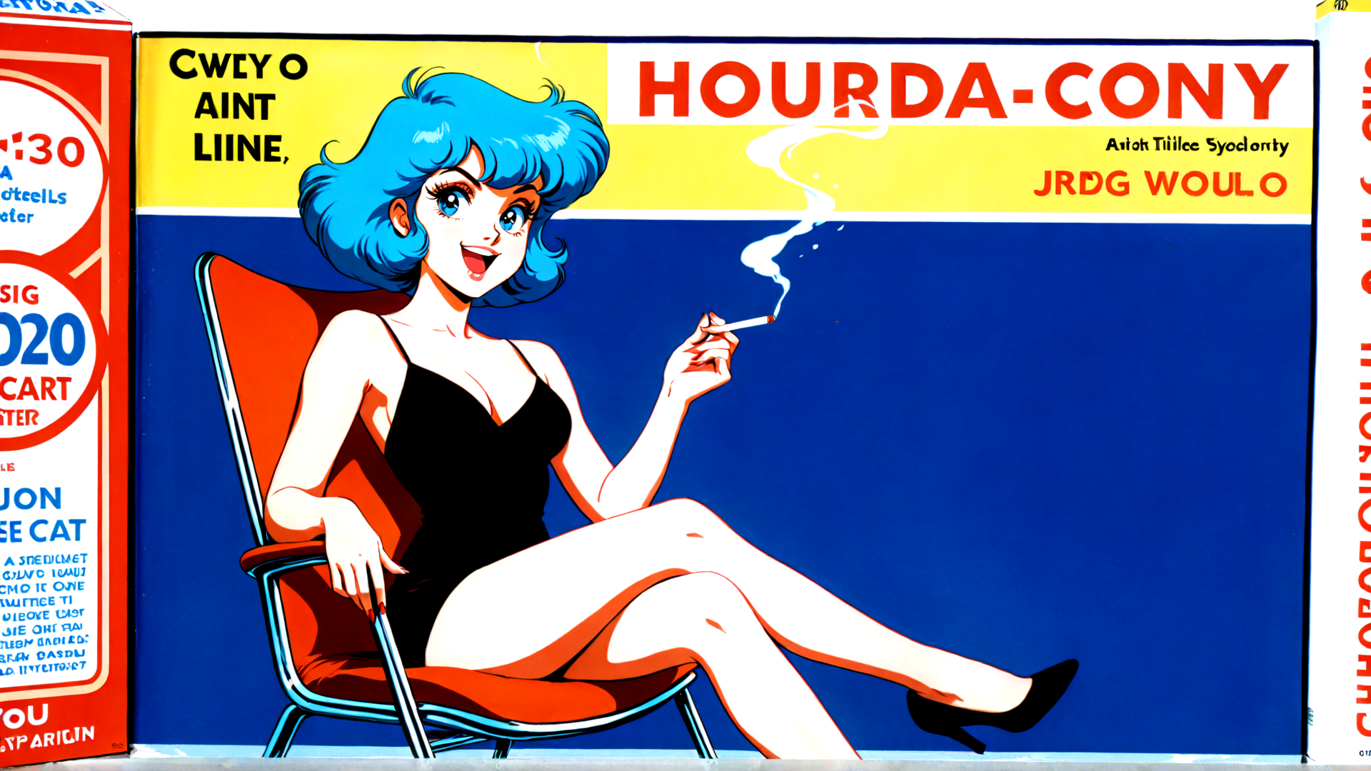AI generated wallpaper featuring woman, chair, cigarette, dress