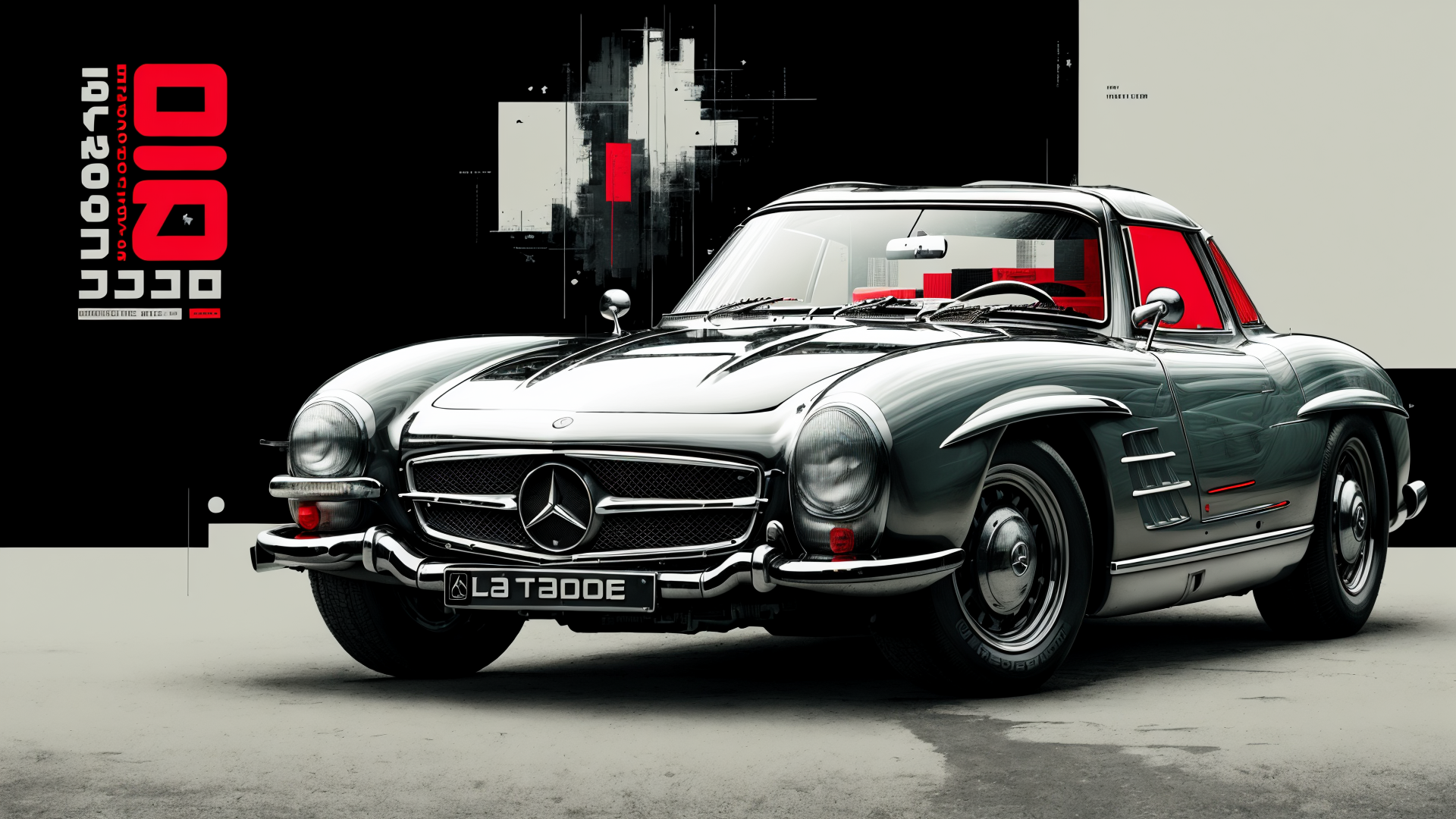 AI generated wallpaper featuring car, mercedes, classic, automobile, vehicle, roadster, retro, sports car, luxury car