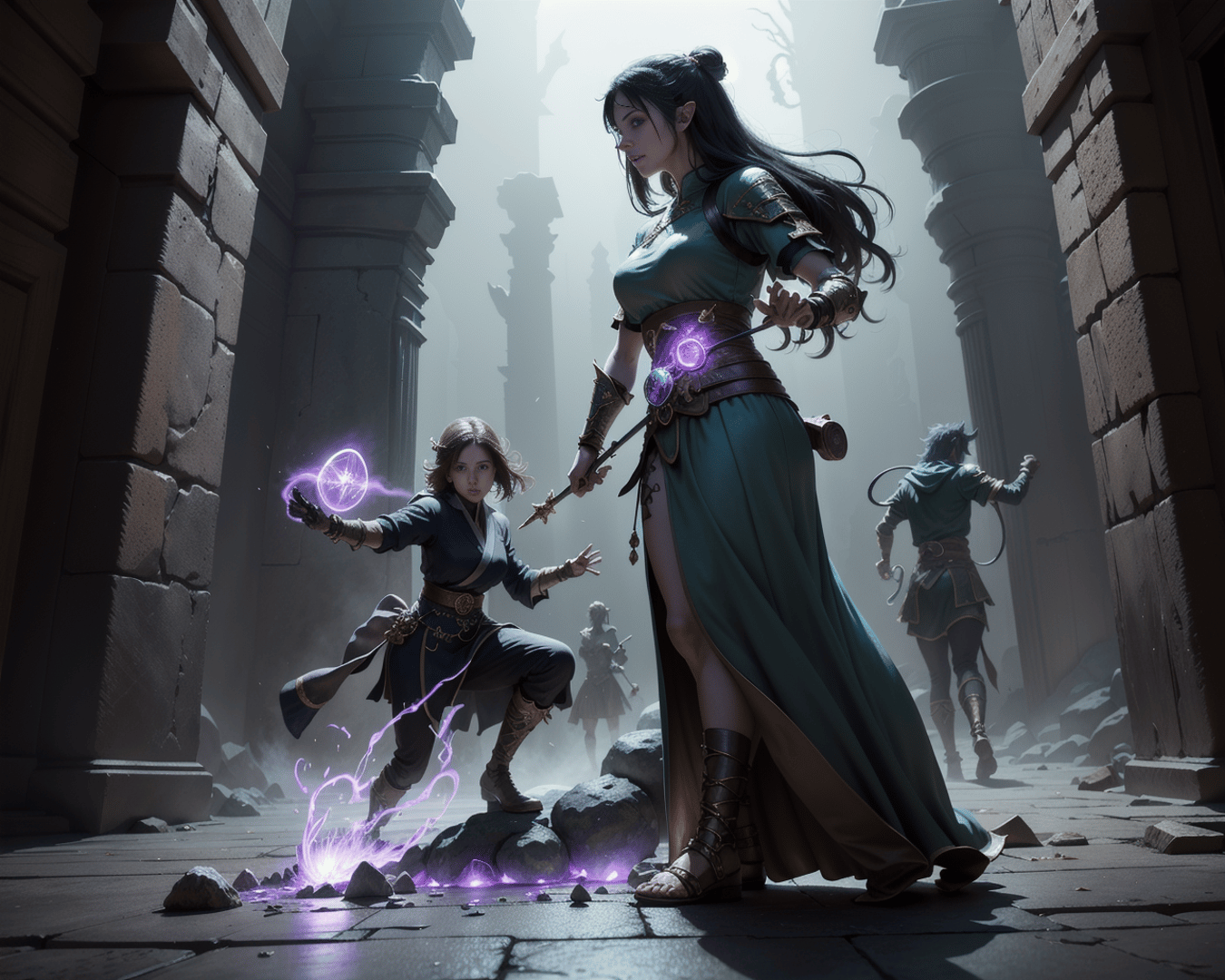 AI generated wallpaper featuring elf, mage, warrior