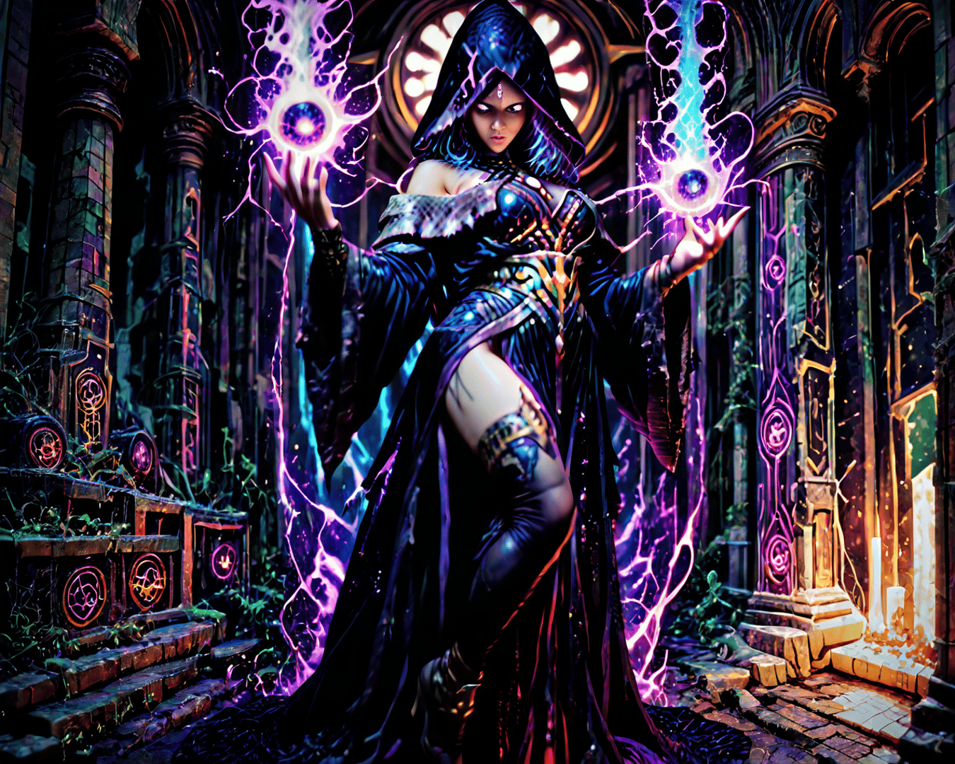 AI generated wallpaper featuring witch, mage, sorceress