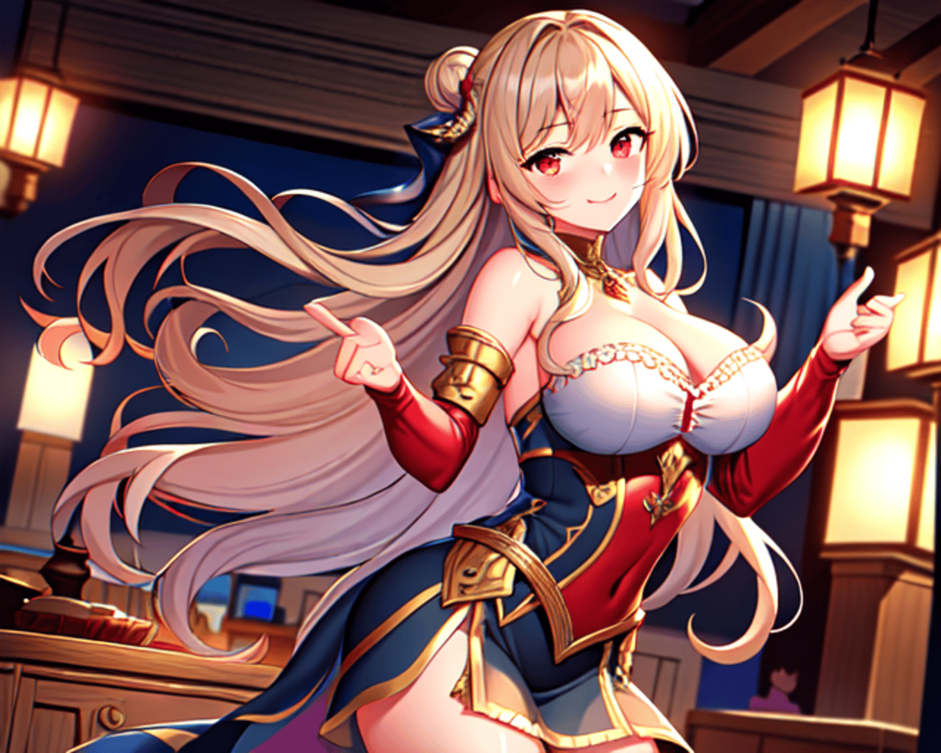 AI generated wallpaper featuring anime girl, warrior