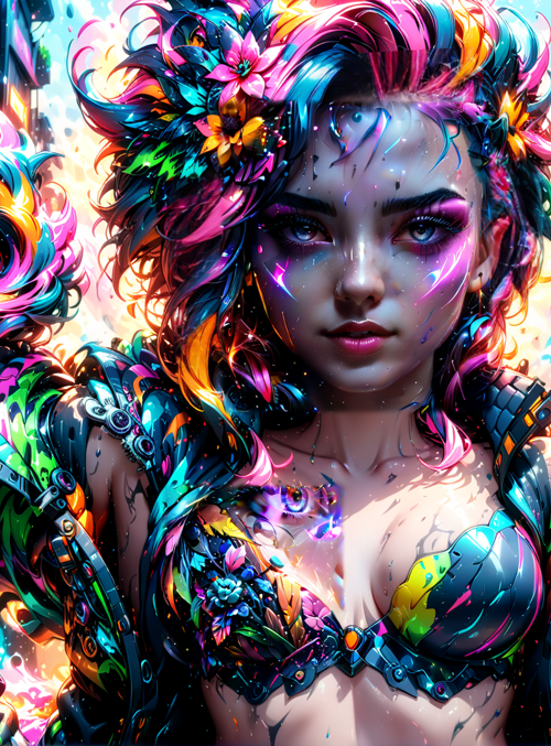 cyberpunk, woman, dragon