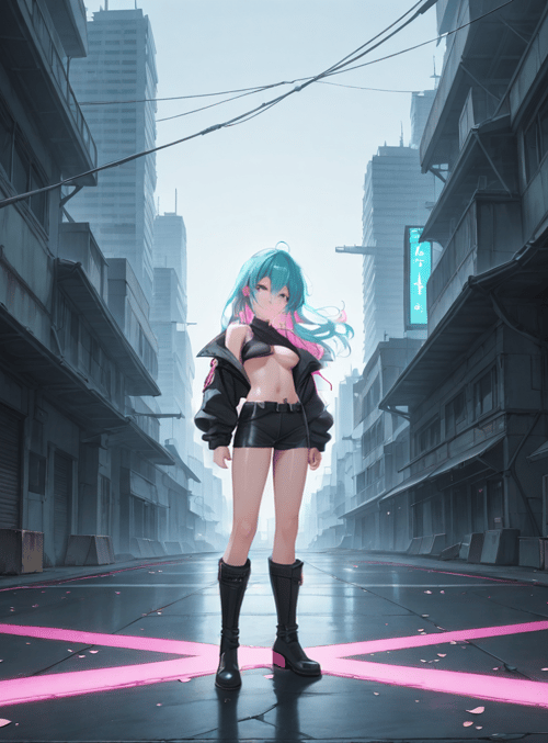 anime girl, city street