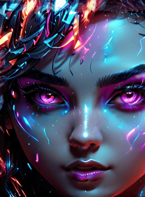 cyborg, neon, woman