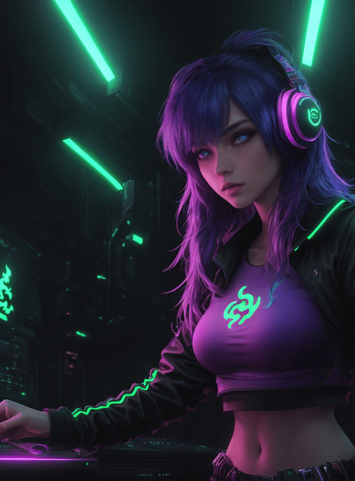 woman, gamer, neon