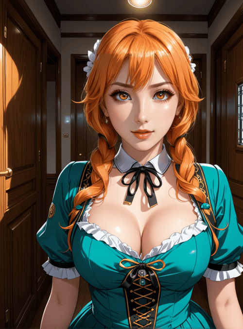 woman, maid, corset