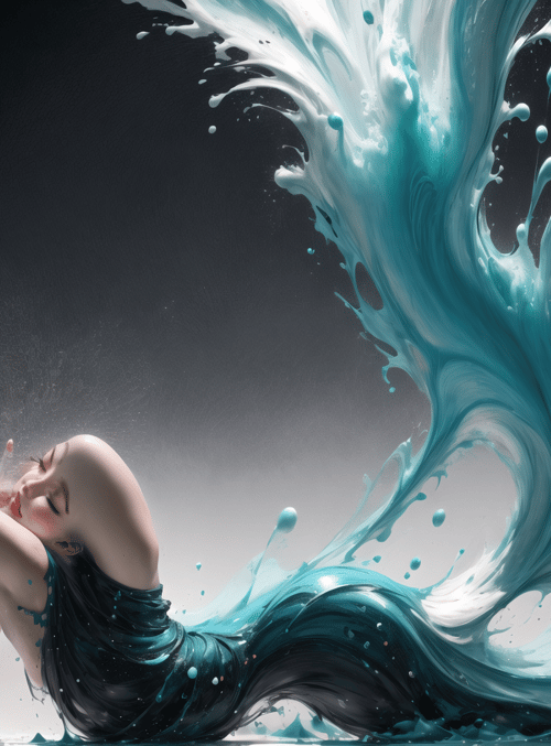 mermaid, water, paint