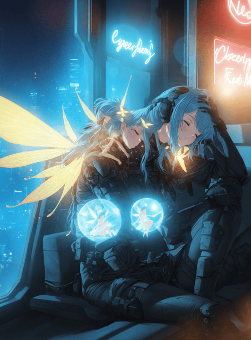 fairy, cyborg, anime girl