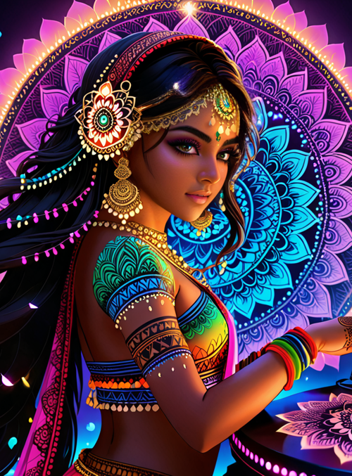 woman, dj, mandala