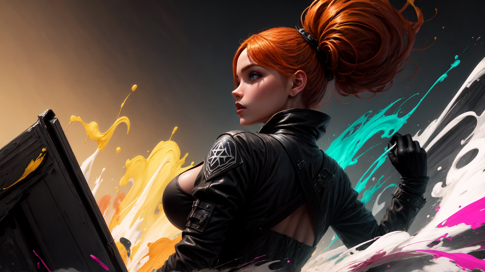 AI generated wallpaper featuring painter, woman, artist