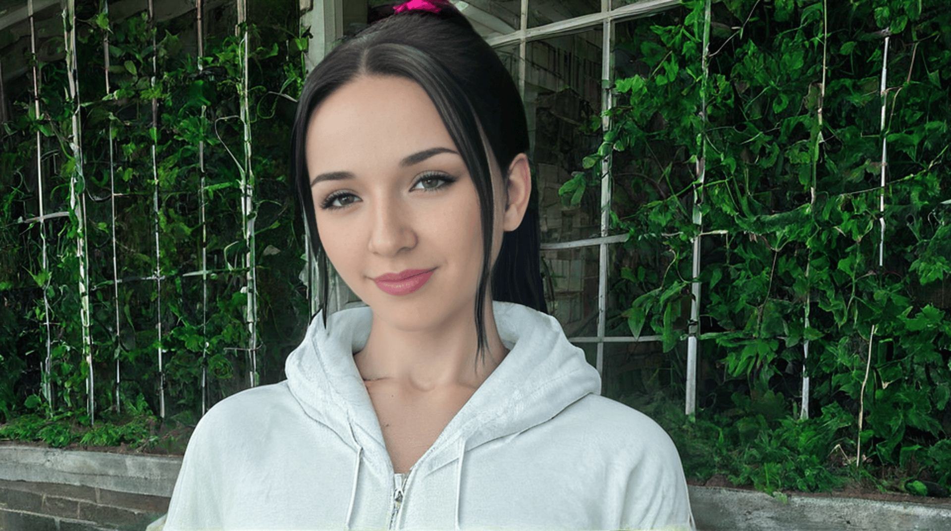 AI generated wallpaper featuring woman, hoodie