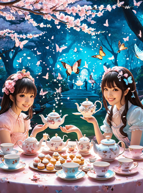 fairies, teatime, butterflies