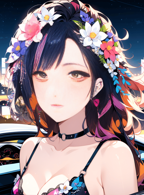woman, car, cityscape