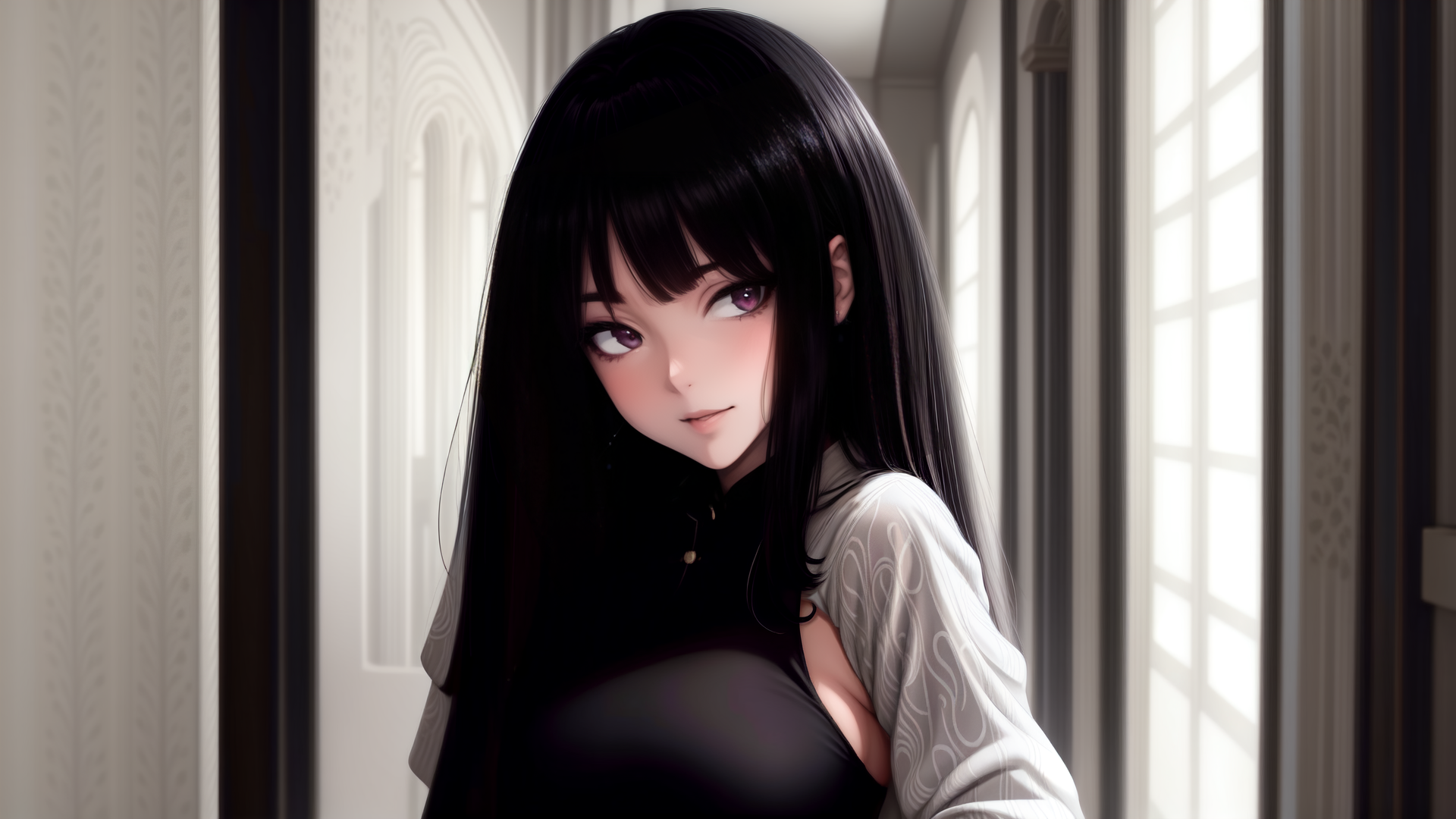 AI generated wallpaper featuring anime girl, woman
