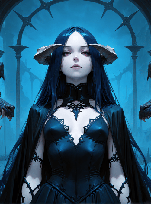 woman, dragons, gothic architecture