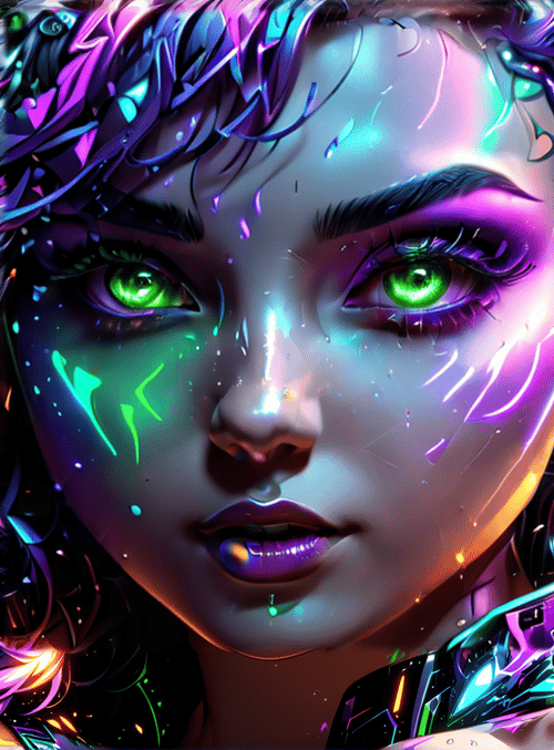 cyborg, neon, female