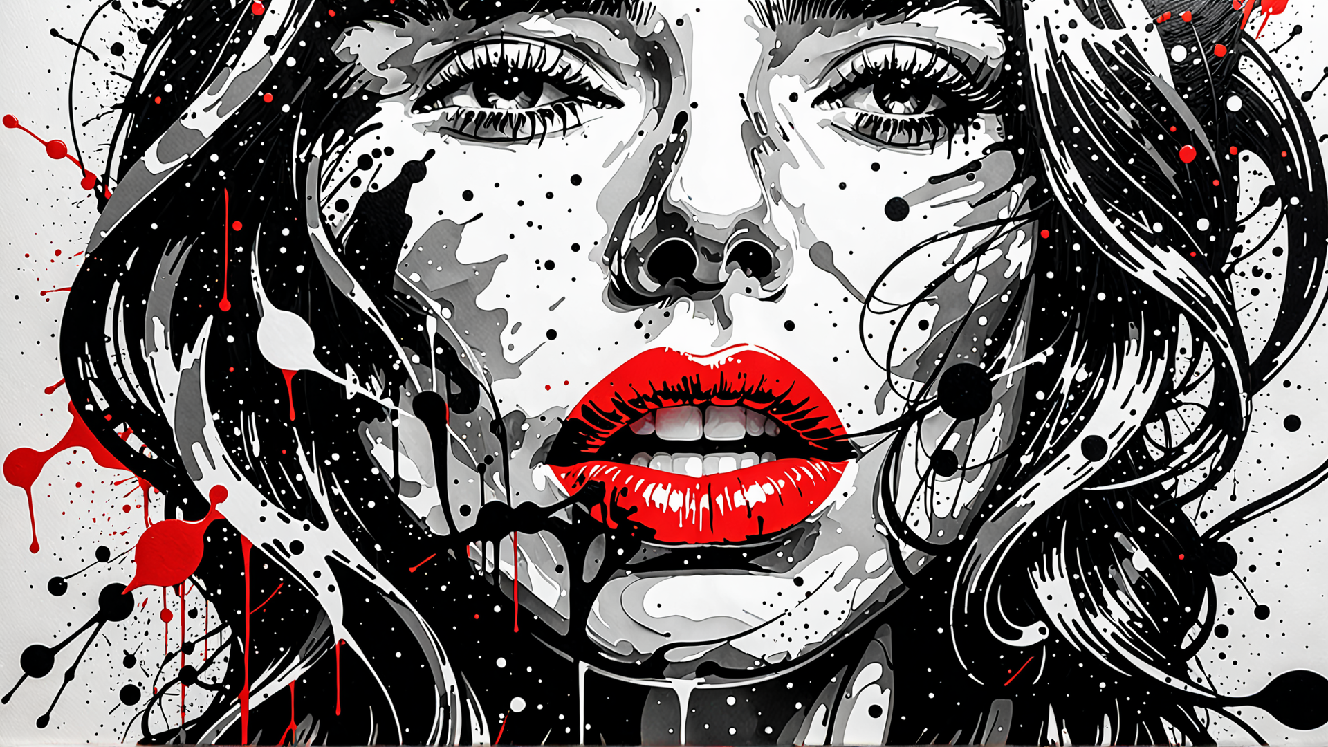 AI generated wallpaper featuring face, woman, lips